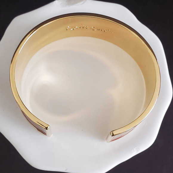 Rustic Cuff Bracelet Red Enamel Gold Tone Encouraging Inspiration Motivational - Picture 6 of 11